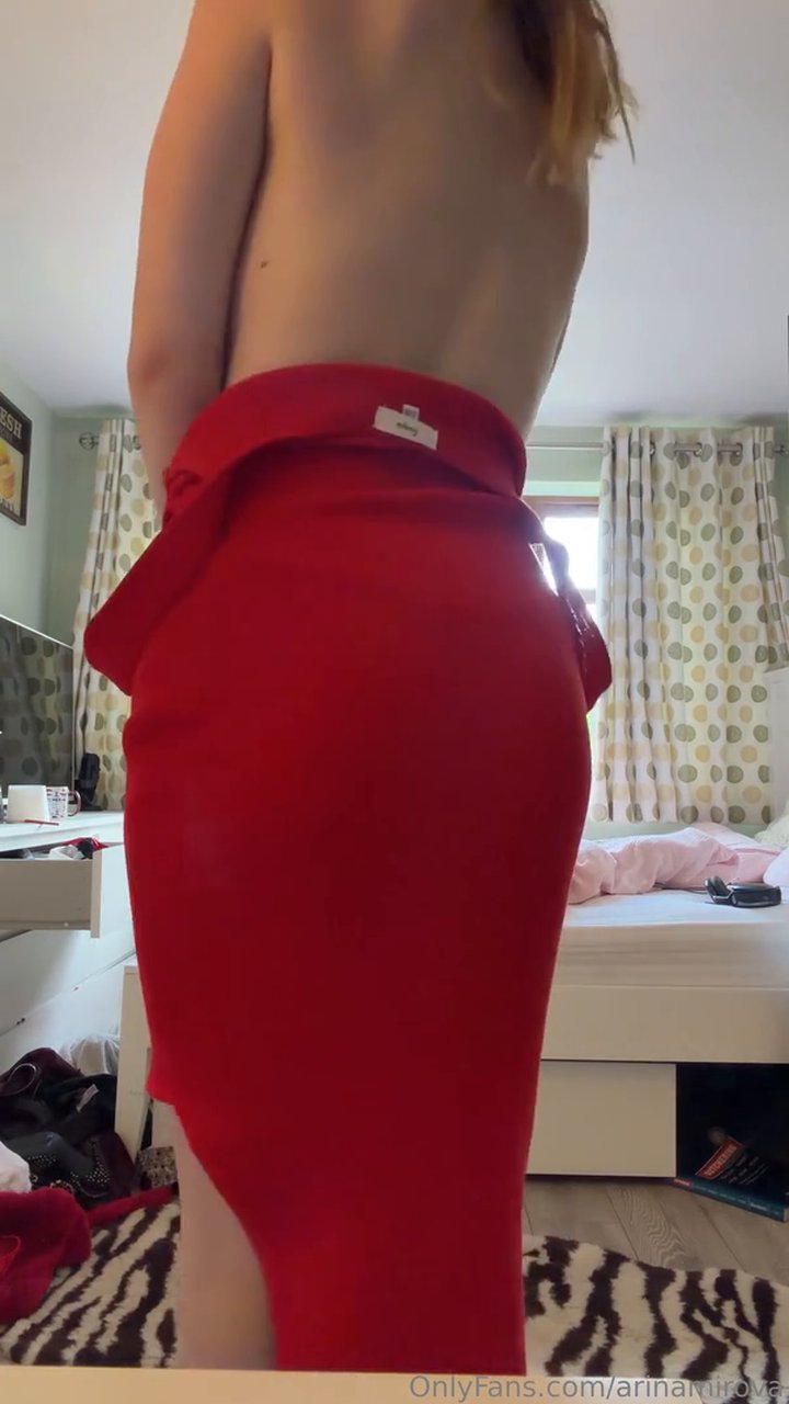 Arina Mirova Red Dress Strip Tease XXX